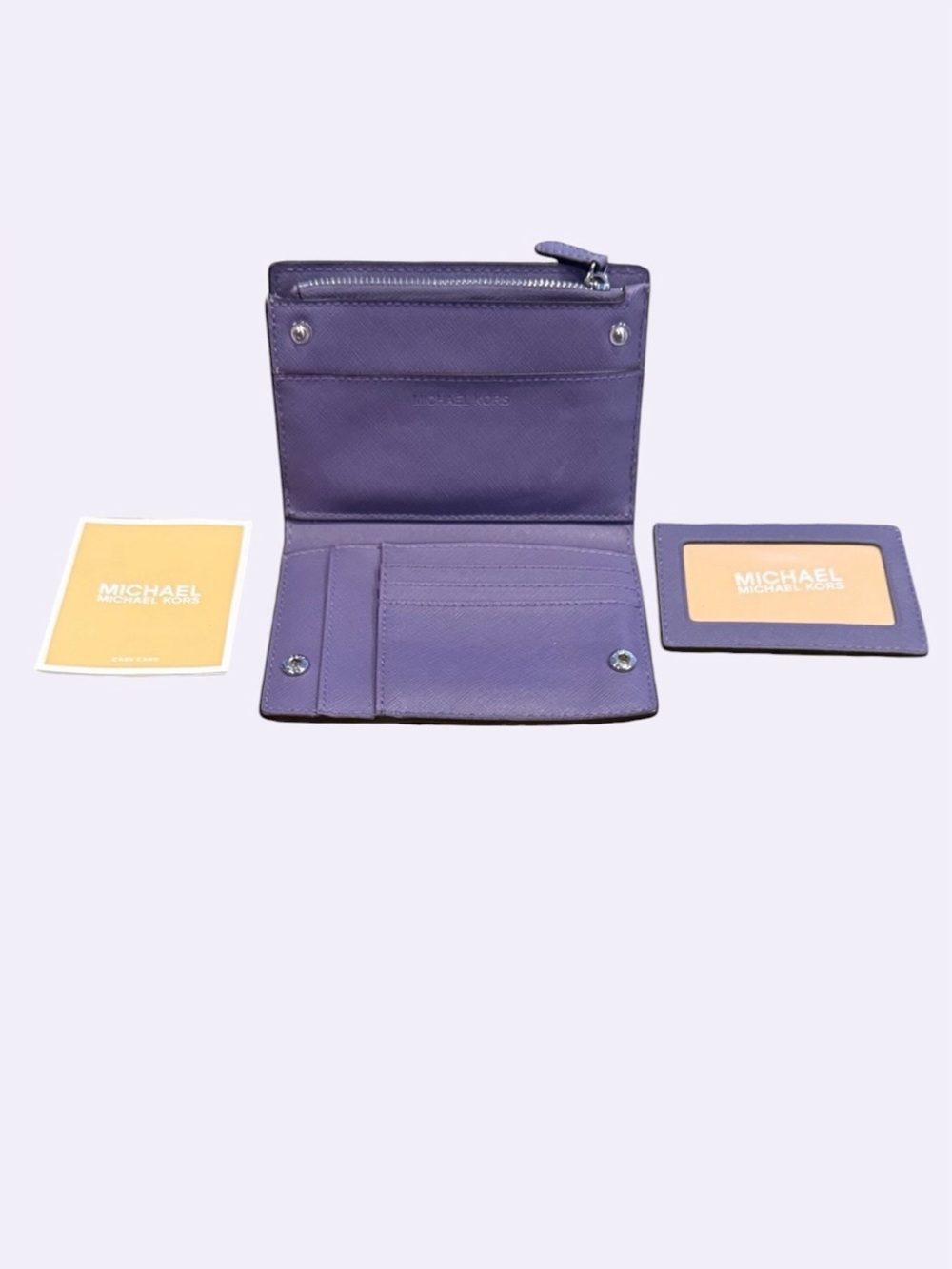 Michael Kors Purple Saffiano Leather Bifold Wallet w/ Removable ID Holder NWOT - Picture 2 of 5